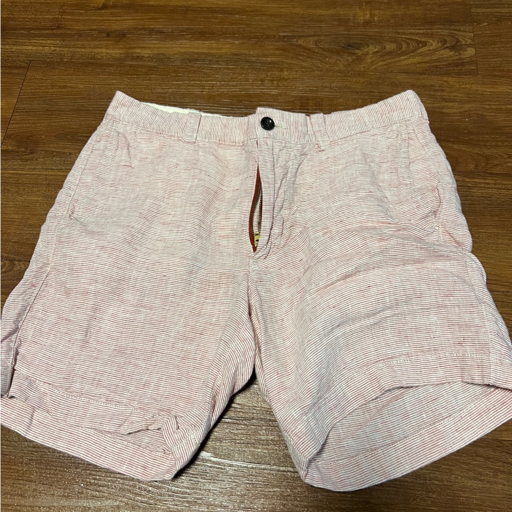 J. Crew Striped Red/Pink Linen Shorts
